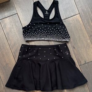 Rebel Athletic Cheer Black Mini Skirt with Rhinestone Detailing